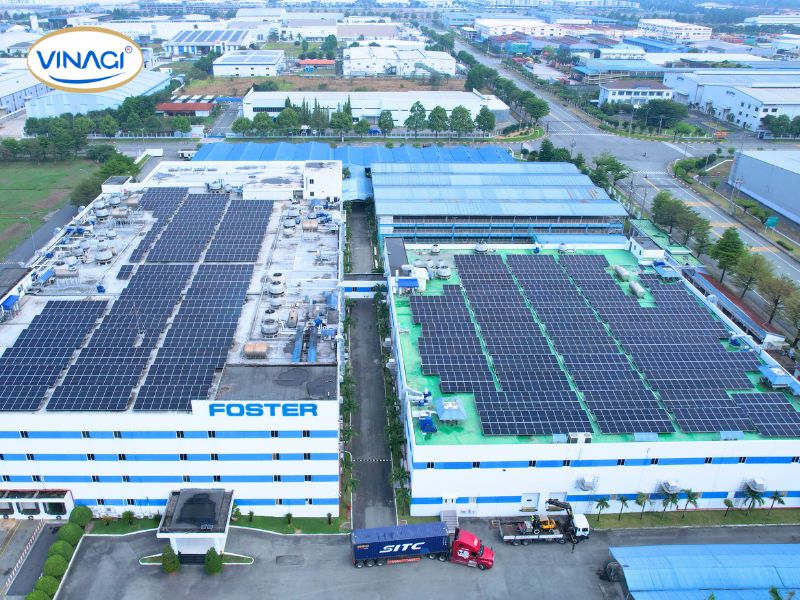 Hoàn thành lắp điện mặt trời áp mái công suất gần 1MWp cho nhà máy FOSTER - Bình Dương